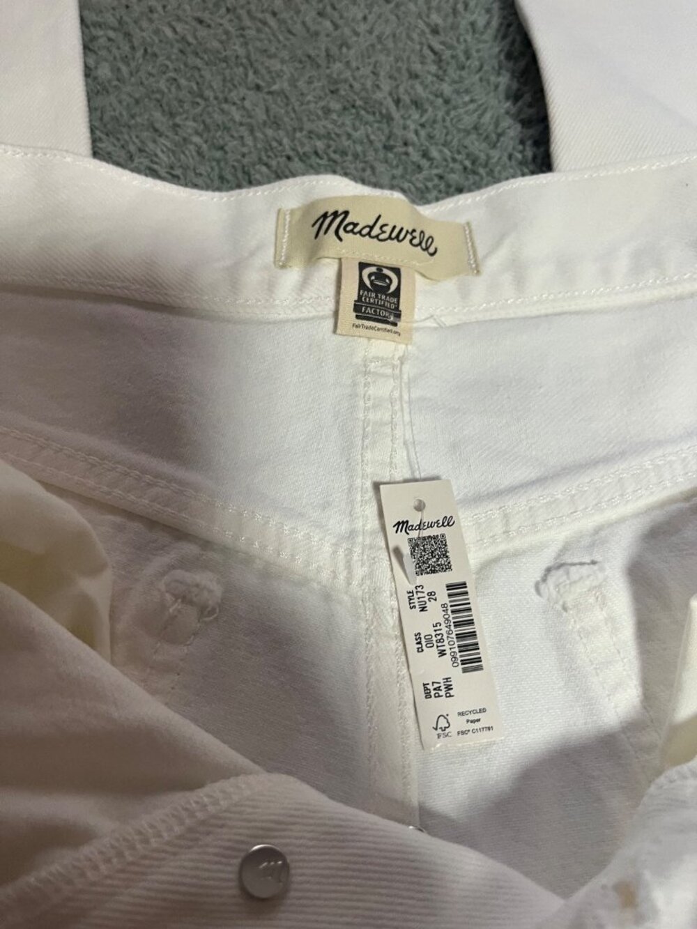 Madewell Low-Slung Baggy Crop Jeans Womens Size 28 White 100% Cotton Fair Trade - Picture 5 of 11
